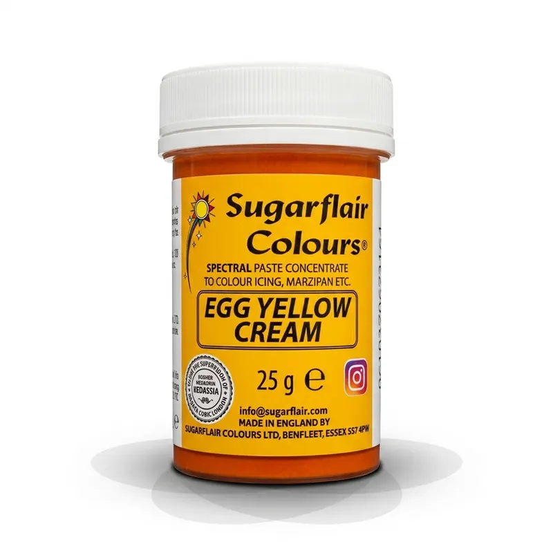 Gelová barva Sugarflair v odstínu žloutkově žlutá na barvení dortů, krémů a cukrářských hmot, balení 25 g
