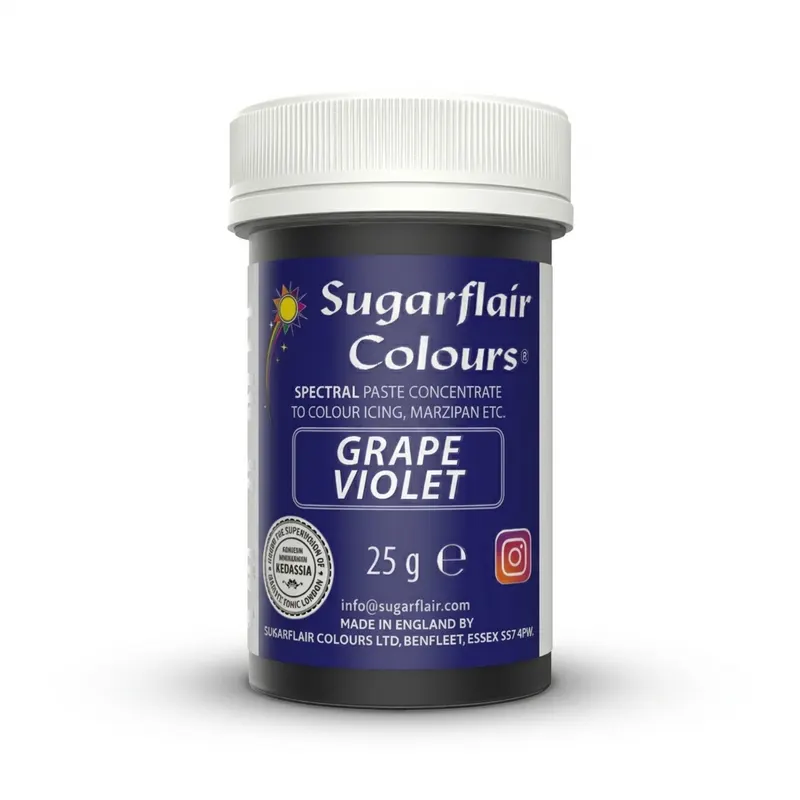 Gelová barva Sugarflair v odstínu vínově fialová na pečení a zdobení dortů, balení 25 g