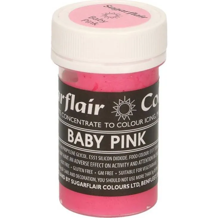 Gelová potravinářská barva Sugarflair v odstínu baby pink pro obarvení krémů, marcipánu a těst