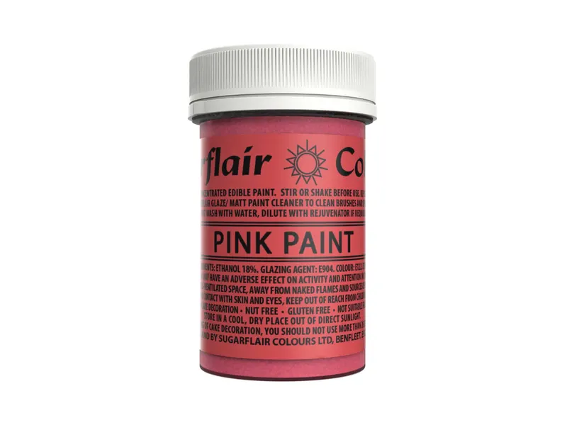 Gelová barva Sugarflair Matt Paint v matné růžové na cukrářské zdobení dortů