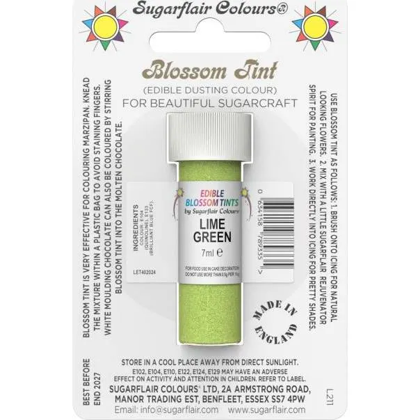 Jedlá prachová barva v odstínu lime green od značky Sugarflair v balení 7 ml pro dekorování dortů a cukrářských výrobků
