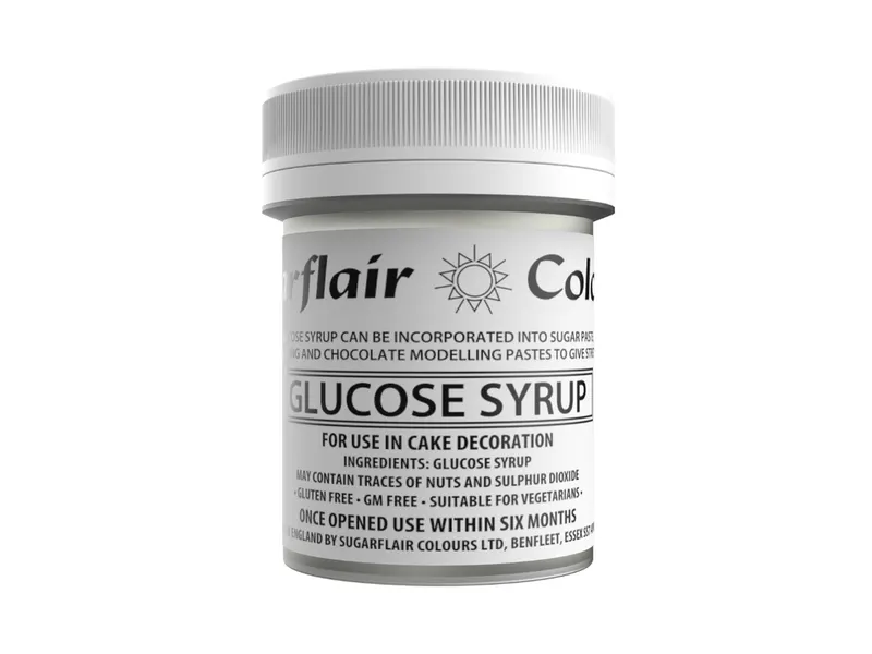 Glukózový sirup Sugarflair v malém balení, používaný v cukrářství pro vláčné krémy, polevy a pružné potahovací hmoty
