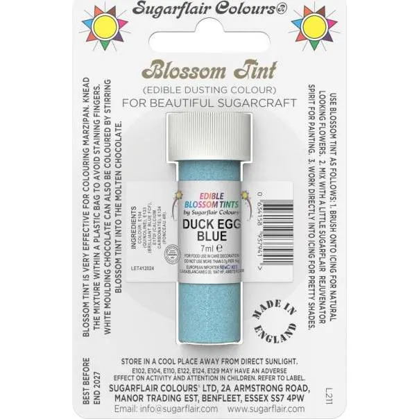 Jedlá prachová barva Sugarflair v pastelovém odstínu duck egg blue na zdobení dortů a cukrovinek