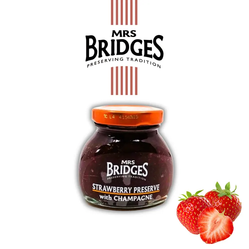 Tradiční skotský džem z jahod se šampaňským od značky Mrs. Bridges v gramáži 113 g