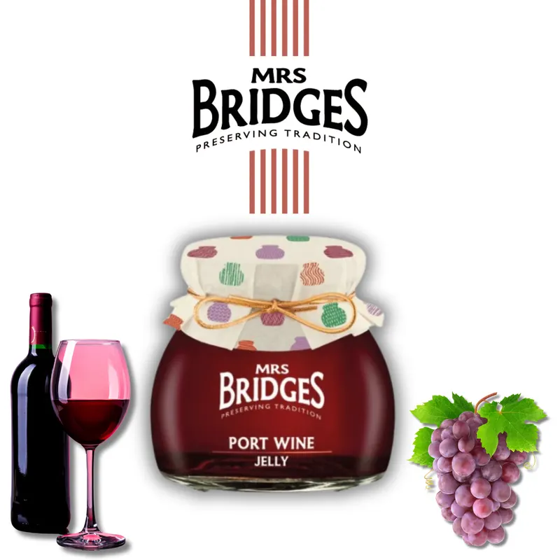 Tradiční hroznové želé s portským vínem Mrs. Bridges v předpokladu 250g sklenici pro doplnění sýrů a masa