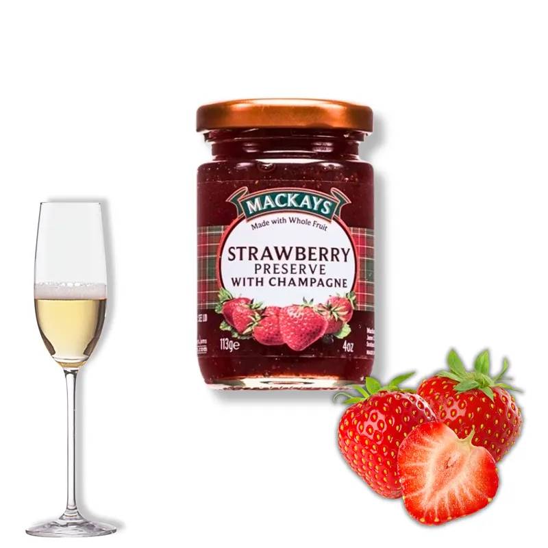 Jahodová zavařenina se šampaňským od značky Mackays v dárkovém skleněném balení 113 g