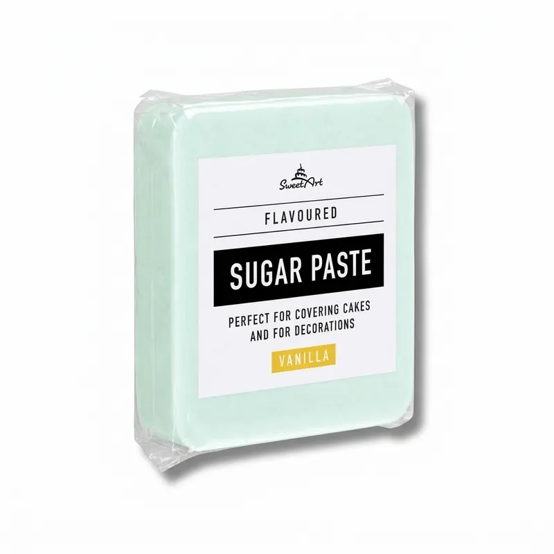 Modrý fondán SweetArt s vanilkovou příchutí, 250 g, určený k potahování a dekorování dortů