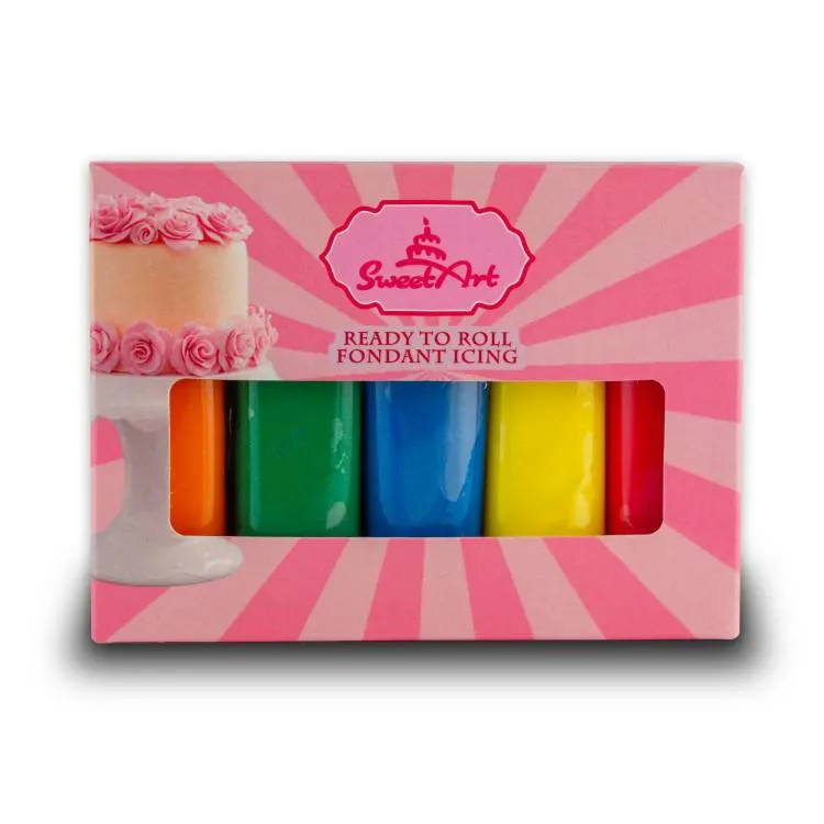 Vanilkový fondán na dort SweetArt Colour mix v balení 5 x 100 g k potahování a modelování dortů