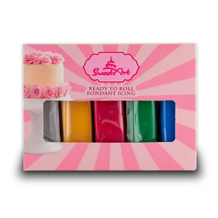 Vanilková potahovací hmota SweetArt v balení 5 × 100 g pro potahování a modelování vánočních dortů
