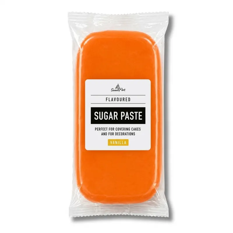 Oranžová potahovací hmota SweetArt na dort s vanilkovou příchutí, balení 1 kg