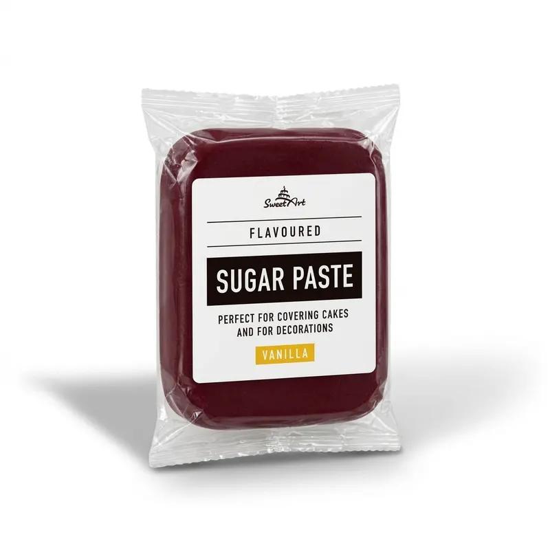 Hnědočervený vanilkový fondán SweetArt v odstínu Burgundy o hmotnosti 250 g na potahování dortů