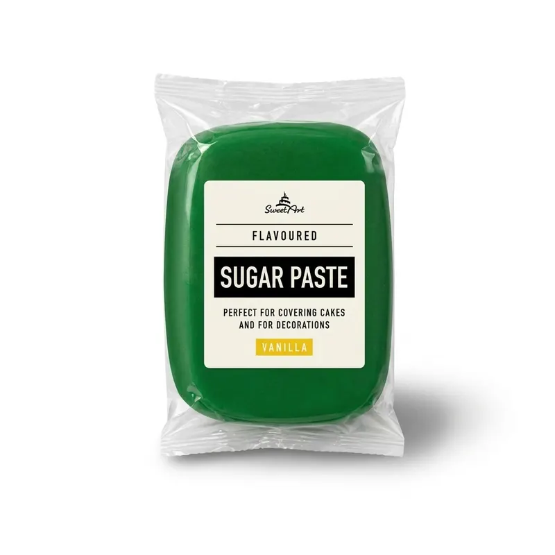 Zelený fondán na dort SweetArt s vanilkovou příchutí, 250 g, vhodný k potahování a modelování dortů