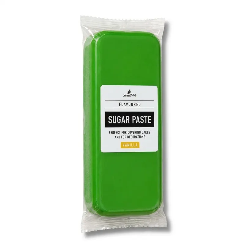 Zelený potahovací fondán SweetArt s vanilkovou příchutí, 1 kg, na potahování dortů