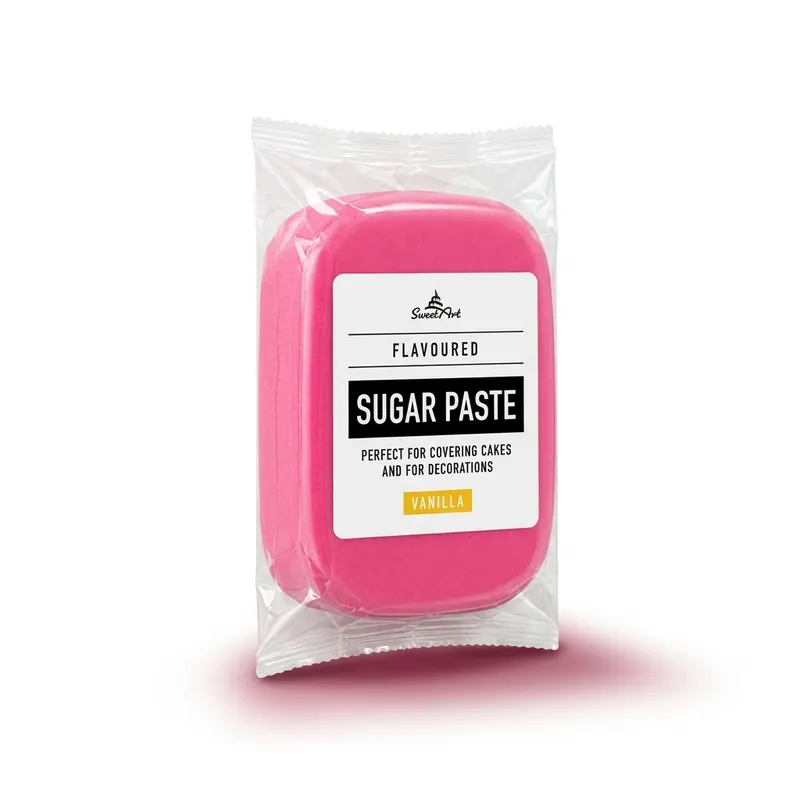 Neonově růžová potahovací dortová hmota SweetArt od značky 4-Mix s vanilkovou příchutí, 250 g, na potahování dortů a zdobení