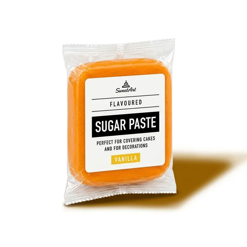 Potahovací dortová hmota 4-Mix SweetArt v zlatavě žluté barvě s vanilkovou vůní na potahování dortů
