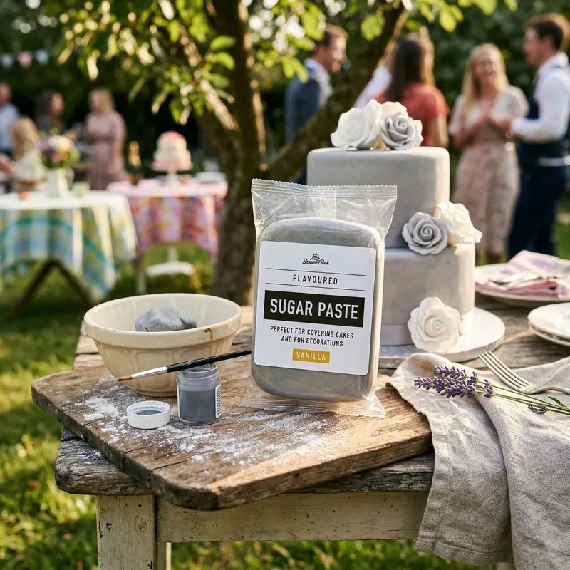 Šedý vanilkový fondán SweetArt na potahování dortů v balení 250 g