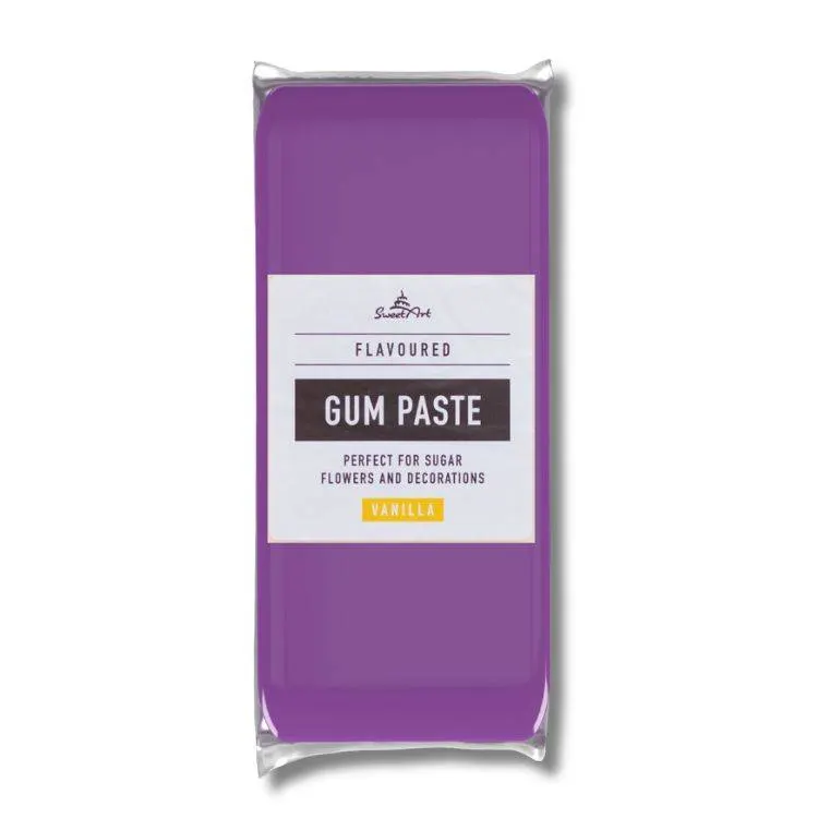 Gum pasta SweetArt vanilková v barvě violet pro modelaci cukrových květin a ozdob na dorty