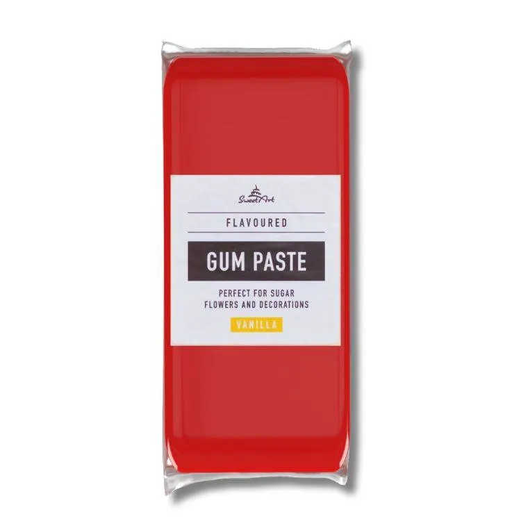 Gum pasta SweetArt vanilková, červená hmota na modelování cukrových květin a ozdob, 1 kg