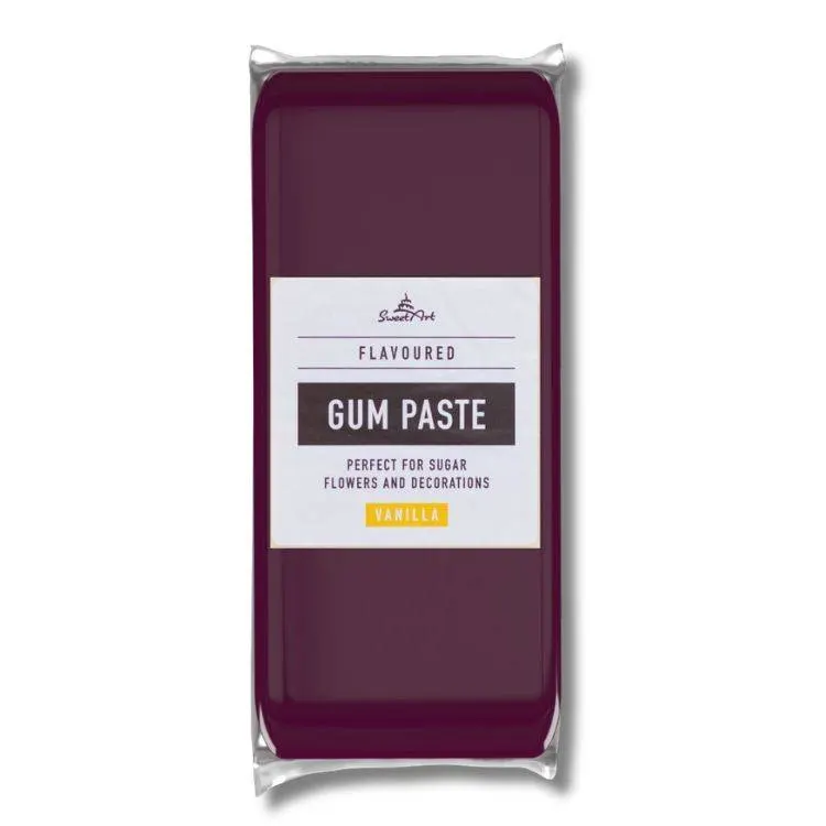 Gum pasta SweetArt v burgundské barvě s vanilkovou příchutí, 1 kg, k modelaci cukrových květin a ozdob