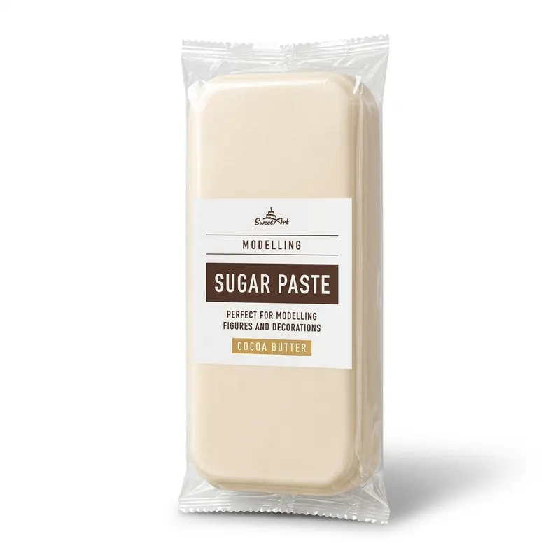 Bílý potahovací tukový fondán SweetArt v balení 1 kg určený na potahování a modelování dortů