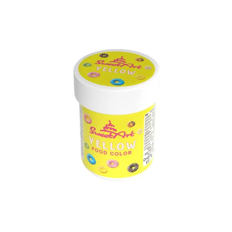 Gelová barva SweetArt v žluté barvě o hmotnosti 30 g na barvení krémů, glazur a těst