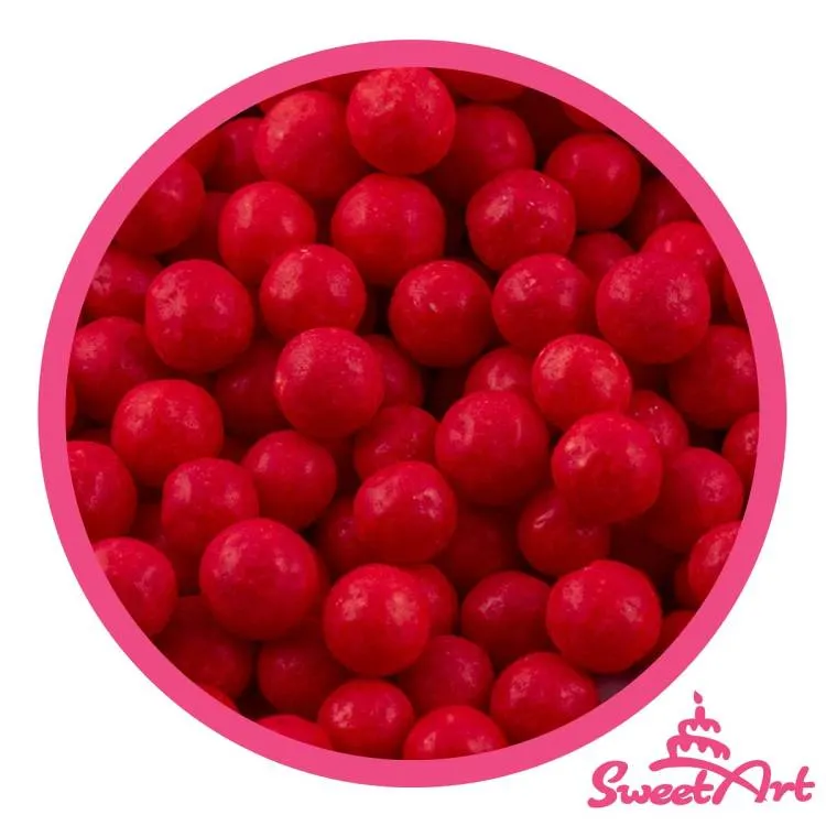 Cukrové perly SweetArt červené 7 mm na zdobení dortů a cukrářských výrobků