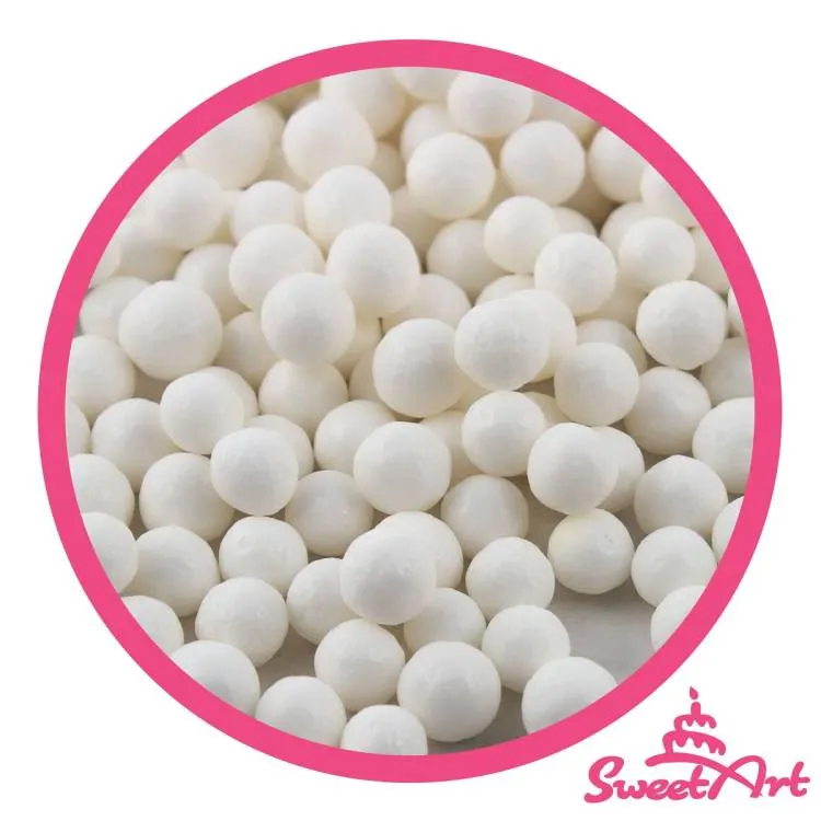 Bílé cukrové perly SweetArt o průměru 7 mm na zdobení dortů a cukrářských výrobků v balení 80 g