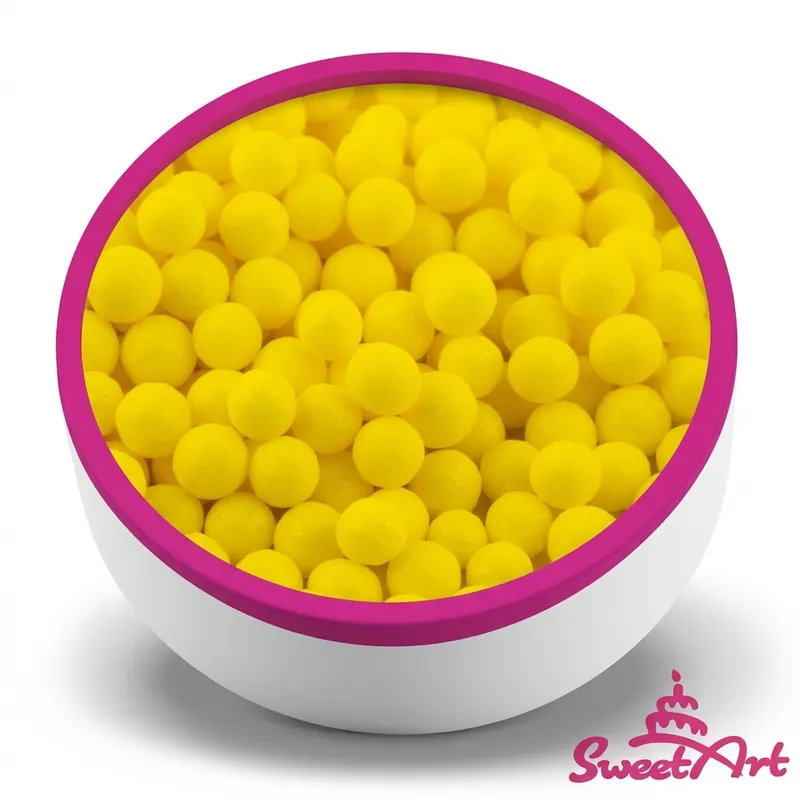 Žluté cukrové perly SweetArt o velikosti 5 mm na zdobení dortů a dezertů, balení 80 g