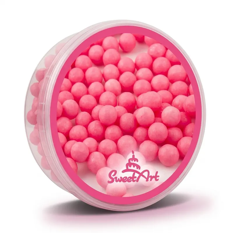 Růžové cukrové perly SweetArt o velikosti 7 mm na zdobení dortů a cukrářských výrobků