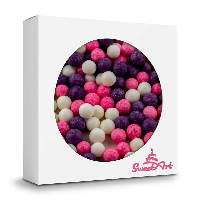 Cukrové perly SweetArt Princess mix 7 mm v růžové, fialové a bílé barvě na zdobení dortů a cukrářských výrobků