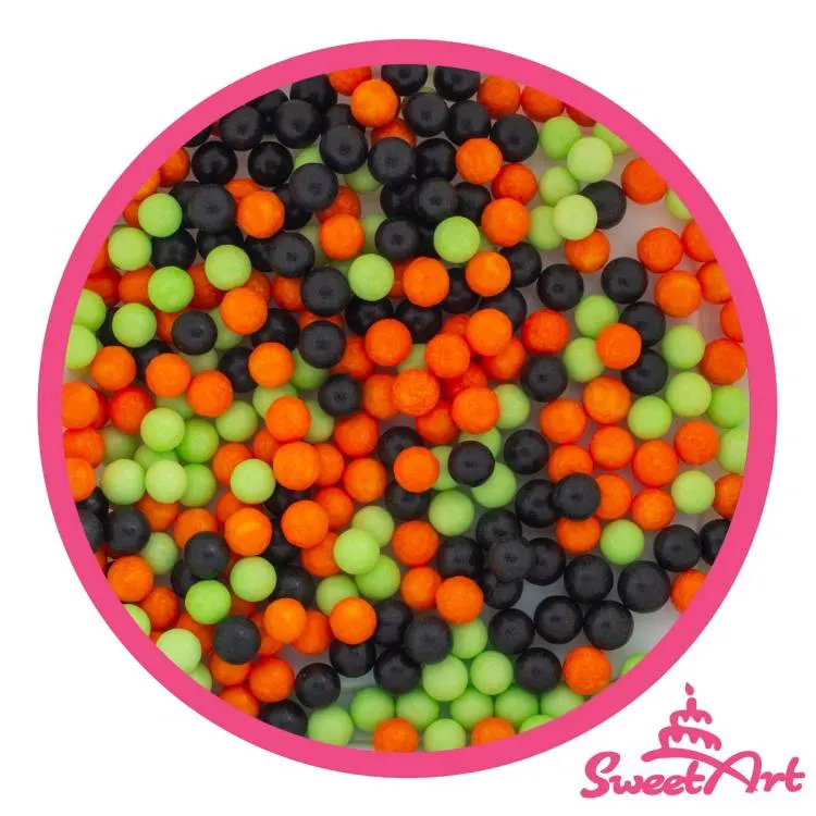 Cukrové perly SweetArt Halloween mix o průměru 7 mm v balení 80 g pro zdobení dortů a zákusků