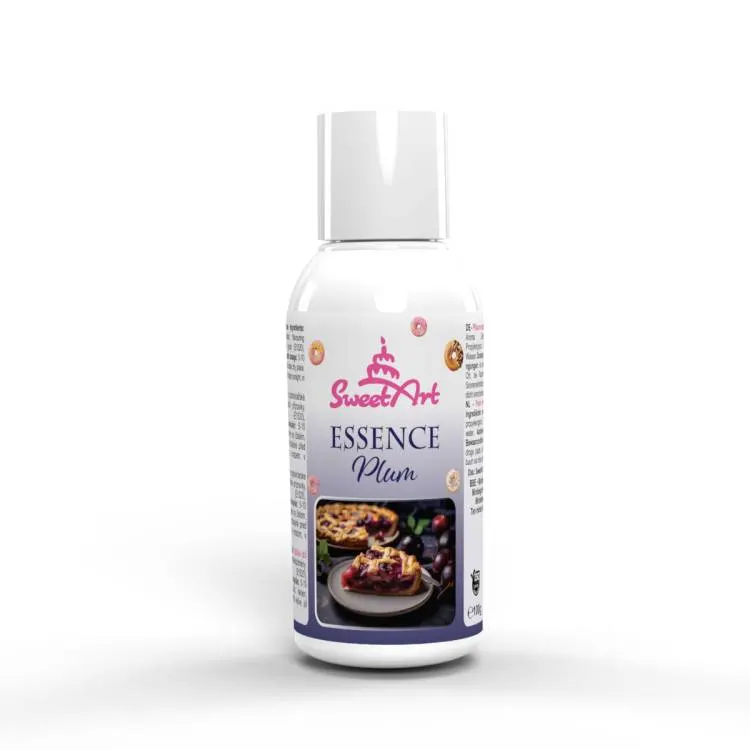 Esence do potravin se švestkovou příchutí od značky SweetArt, balení 100 g, určená k ochucení krémů, těst a dortů