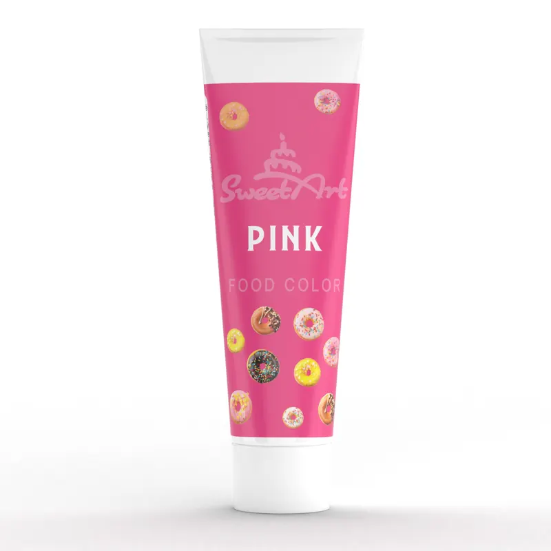 Gelová barva SweetArt v růžovém odstínu Pink v tubě o objemu 30 g na barvení krémů, těst a potahovacích hmot