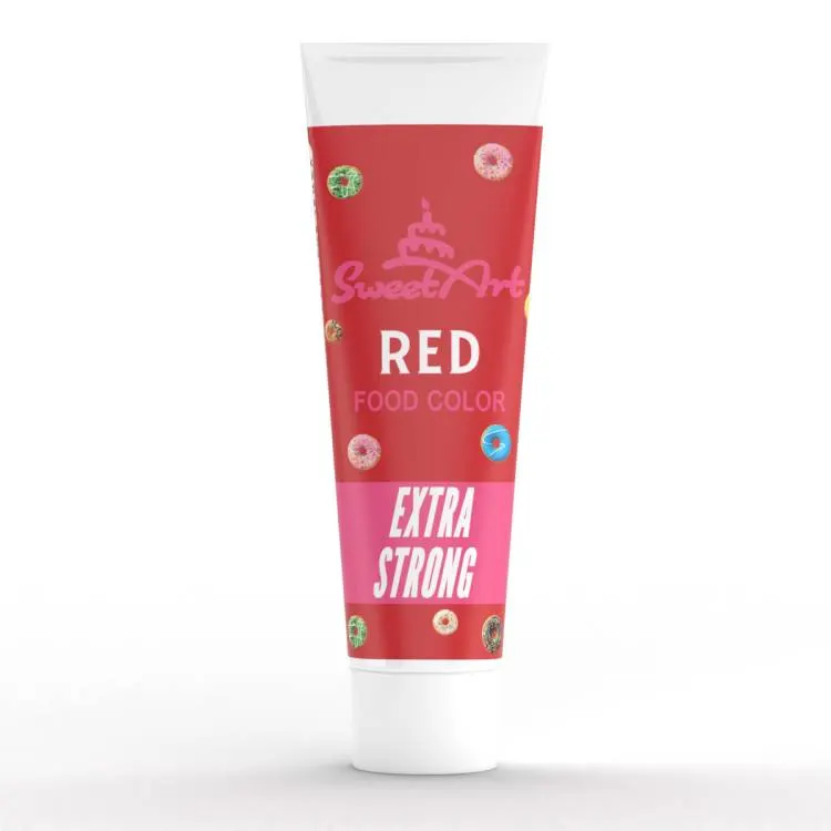 Gelová barva SweetArt Intense Red v tubě pro barvení krémů, glazur a těst na dorty