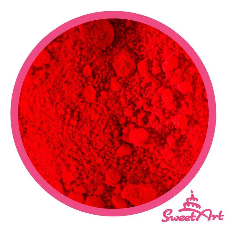 Jedlá prachová barva SweetArt Burning Red v zářivě červeném odstínu na zdobení dortů a cukrářských výrobků
