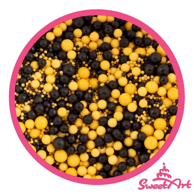 Cukrové zdobení SweetArt Black Gold v černé a zlaté barvě, posypový mix na dorty a cukrářské dezerty