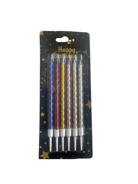 Spirálové metalické dortové svíčky 12 cm v balení 6 ks na narozeninový dort