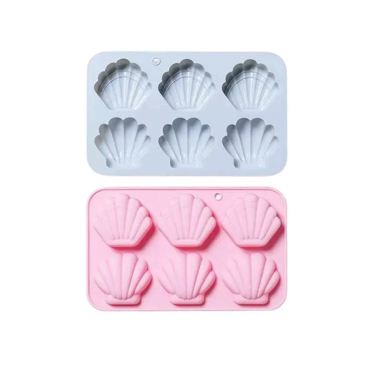 Silikonová forma na 6 mušlí pro zdobení dortů, cupcaků a dezertů z modelovací hmoty nebo čokolády