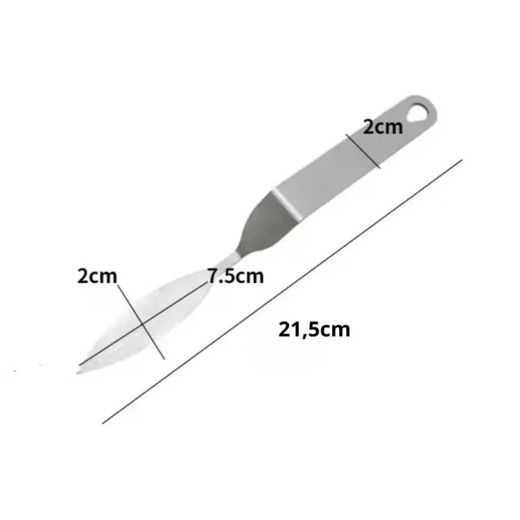Úzká cukrářská špachtle s délkou 21,5 cm pro nanášení čokolády a tvarování jemných dekorací na dortech