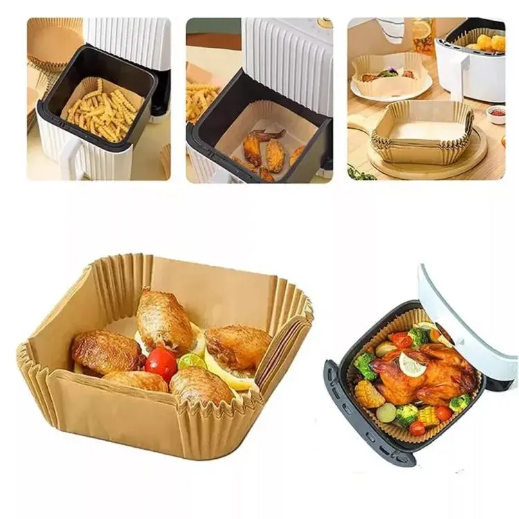 Čtvercový pečicí papír do horkovzdušné fritézy o velikosti 20 cm, balení 100 kusů