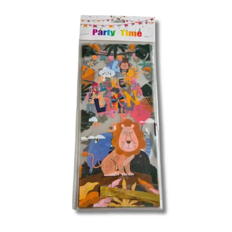 Celofánový sáček se safari motivem na sladkosti, 12,5 x 27 cm, balení 12 kusů