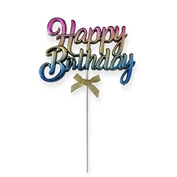 Barevný zápich do dortu s nápisem Happy Birthday pro narozeninové oslavy