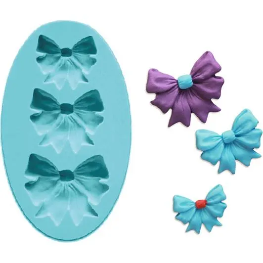 Silikonová formička na mašličky z fondánu a marcipánu o rozměru 9 x 5,5 cm na zdobení dortů a cupcakes