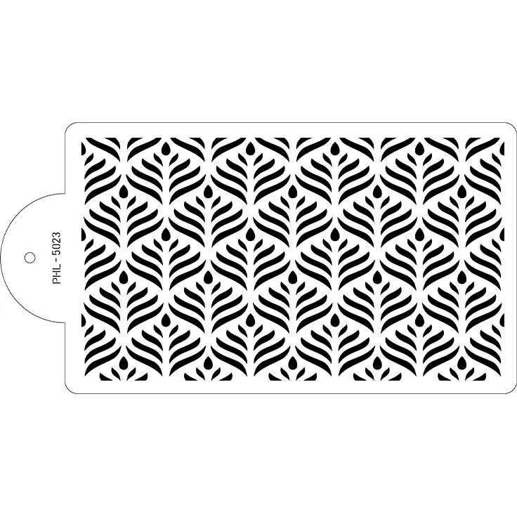Stencil šablona Cakesicq Mara pro zdobení dortů krémem, polevou nebo fondánem s elegantním ornamentem o rozměru 40 x 21 cm