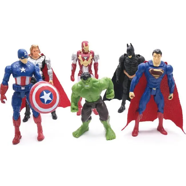 Sada šesti dortových figurek superhrdinů Avengers pro zdobení narozeninového dortu