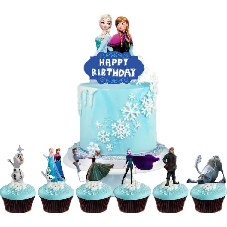 Zápich do dortu s motivem Frozen od značky Cakesicq, sada 7 kusů pro pohádkovou dekoraci narozeninového dortu