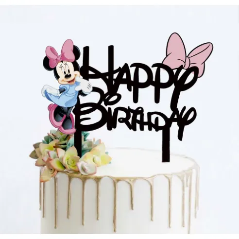Zápich do dortu s motivem Minnie a nápisem Happy Birthday pro dětské narozeninové dorty