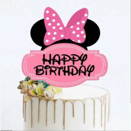 Zápich do dortu s motivem Minnie a nápisem Happy Birthday pro dětské narozeninové oslavy
