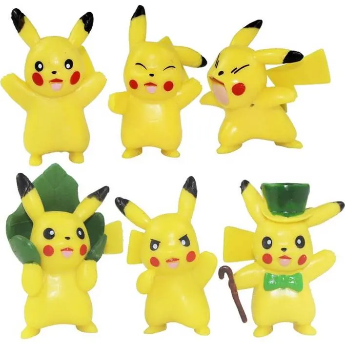 Sada šesti figurek Pikachu z Pokémonů na dort o výšce 4 cm značky Cakesicq