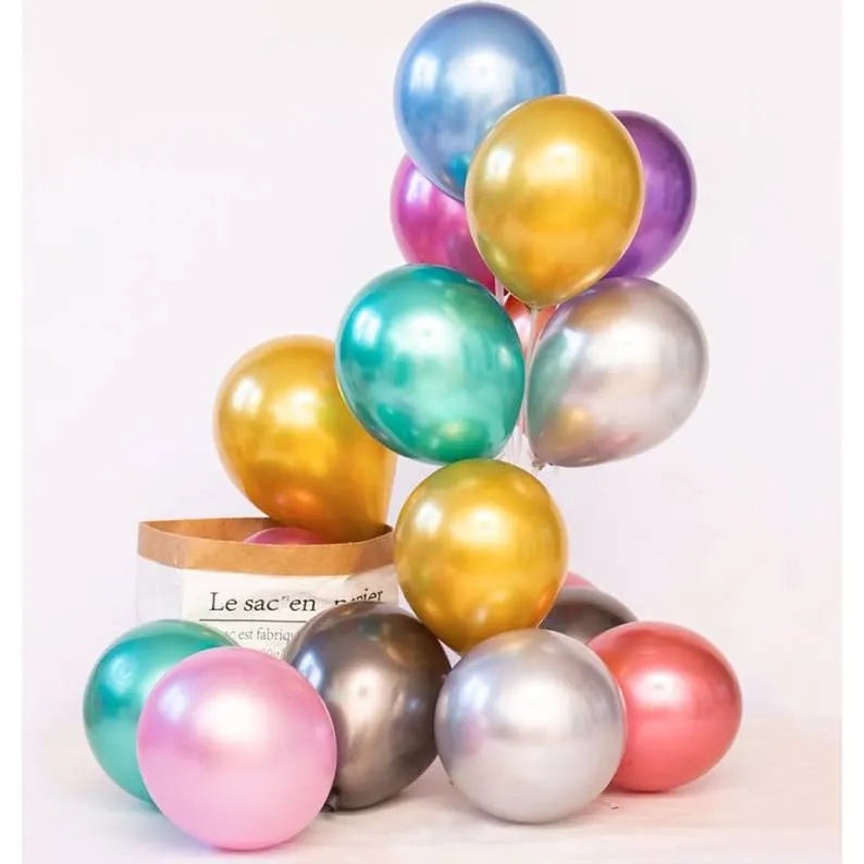 Metalické latexové balónky o průměru 30 cm v balení 50 kusů na party a oslavy